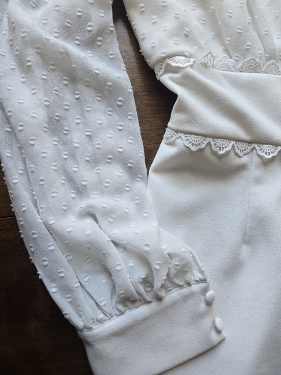 Bebe White Lace Trim Romper Small Sheer Sleeve Cottagecore Babydoll Playsuit - Picture 2 of 7